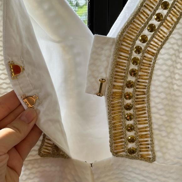 Lilly Pulitzer White & Gold Beaded Shift Dress - Picture 6 of 8